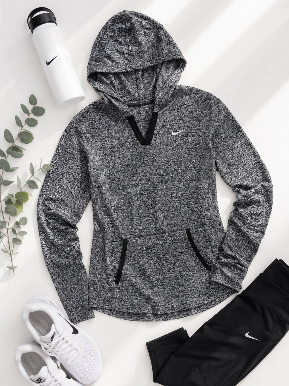Nike Dri-FIT Element Running Workout Hoodie Pullover Size Small Grey